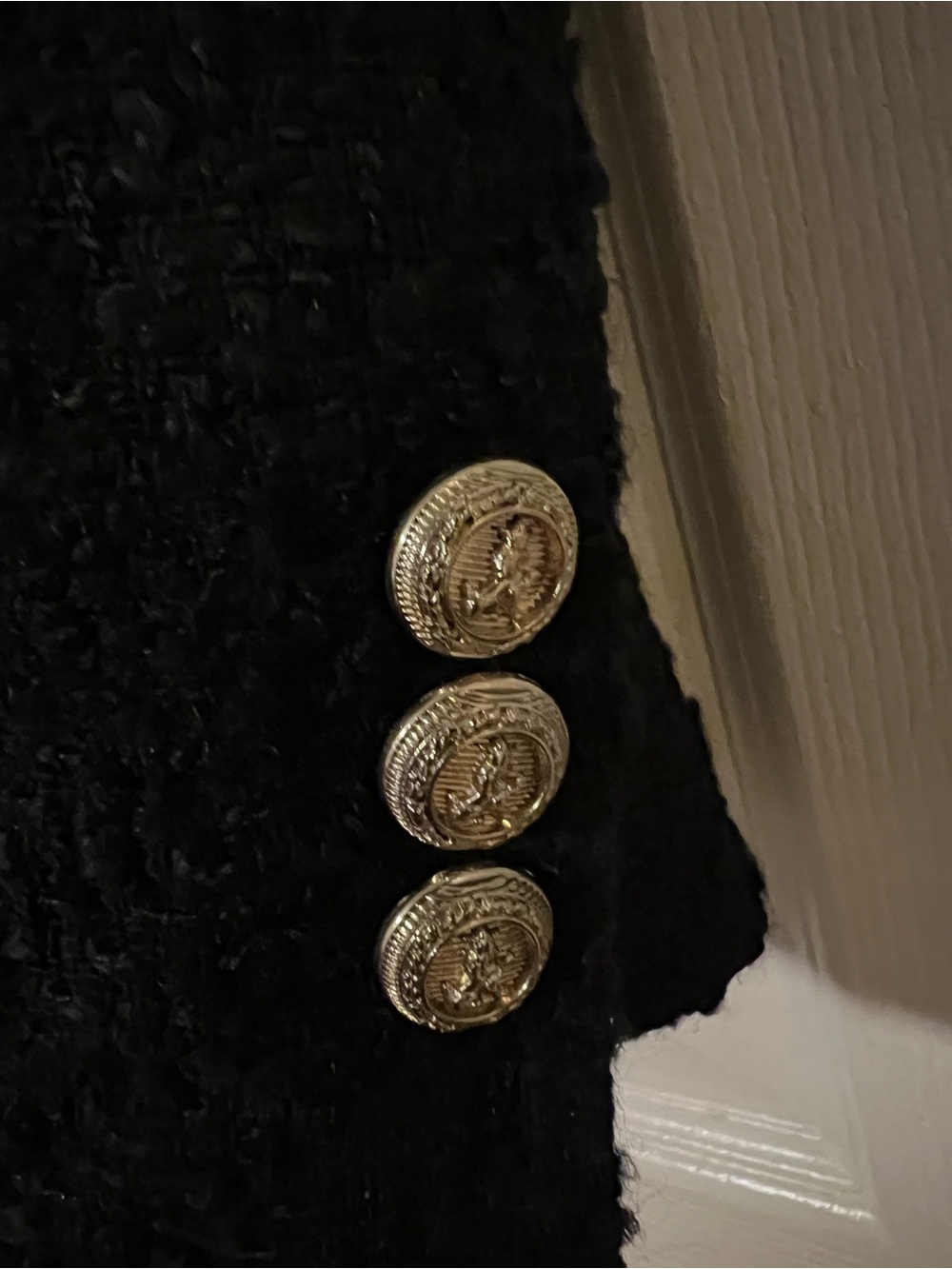 Zara Black Bouclé Double-Breasted Blazer with Gold Buttons - Picture 9 of 12